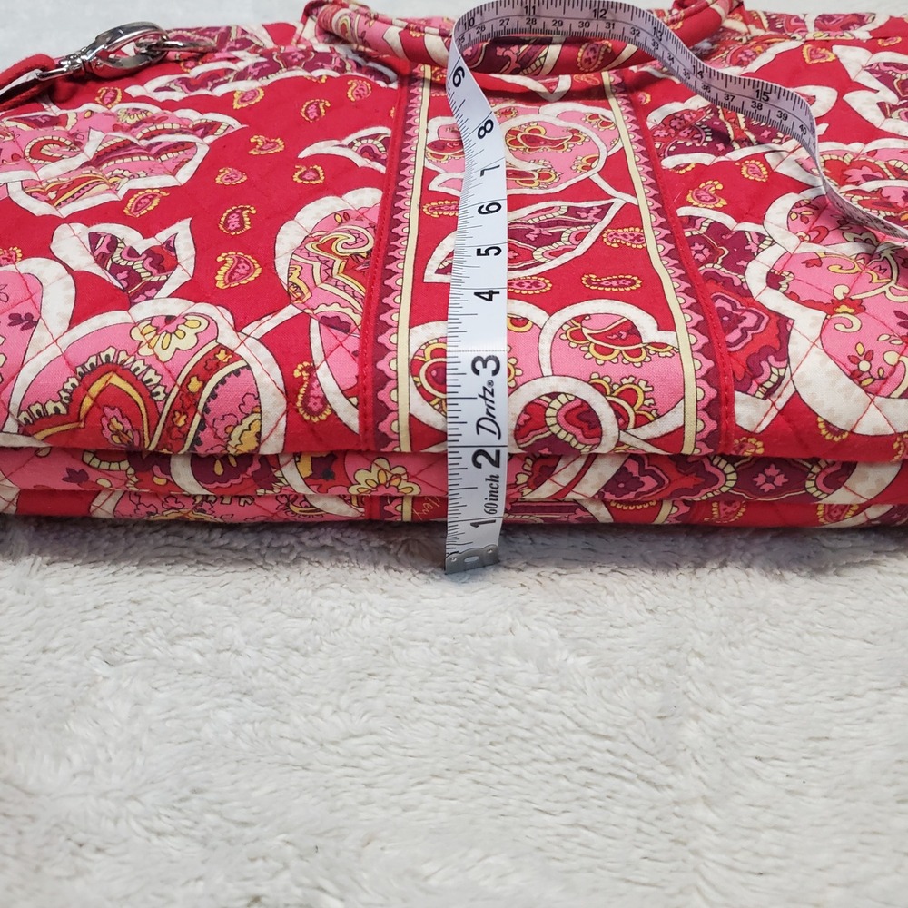Vera Bradley Red Pink White Floral Quilted Hard Laptop Purse Strap Bag Case - Picture 10 of 12